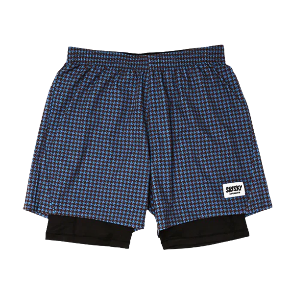 Saysky - Men's Houndstooth Pace 2 in 1 Shorts 5''