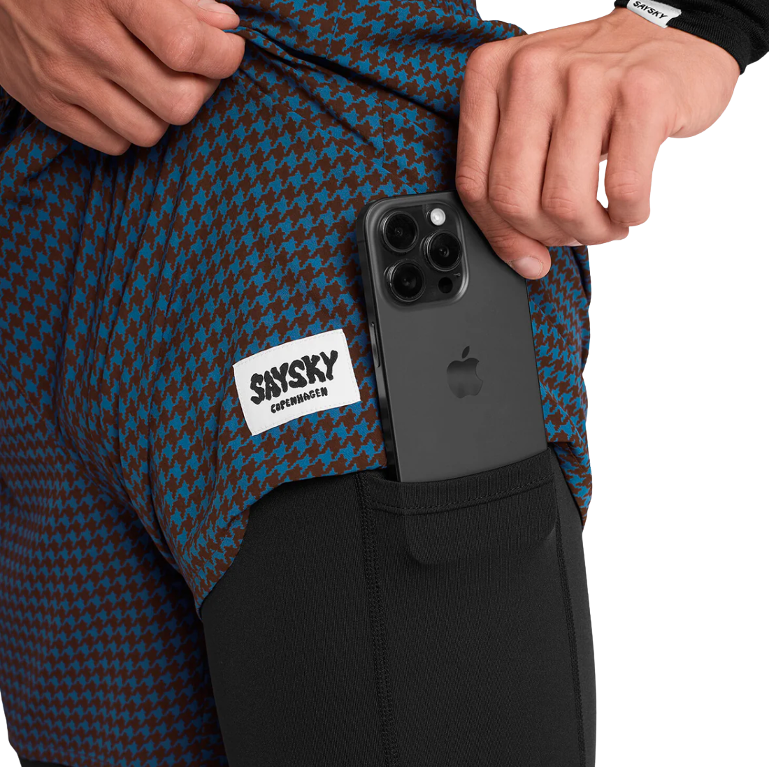 Saysky - Men's Houndstooth Pace 2 in 1 Shorts 5''