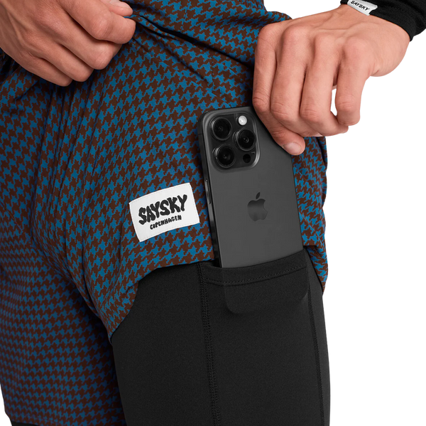 Saysky - Men's Houndstooth Pace 2 in 1 Shorts 5''