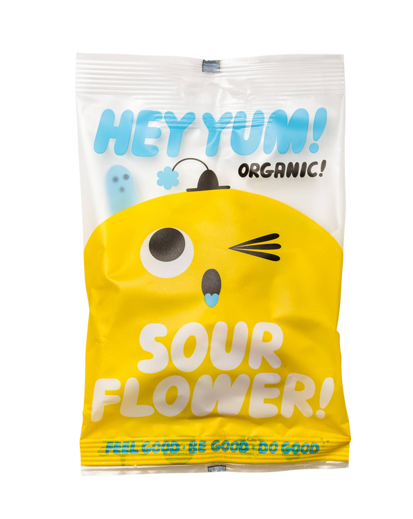HEY YUM! Sour Flower - Organic Sour Fruit Gummies, 100 g