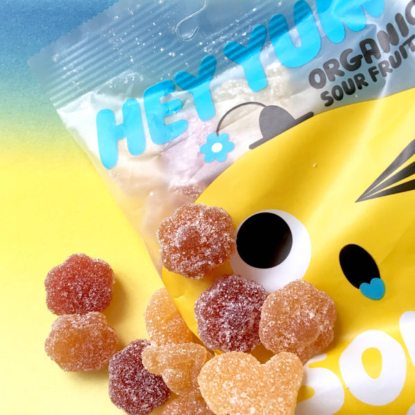 HEY YUM! Sour Flower - Organic Sour Fruit Gummies, 100 g